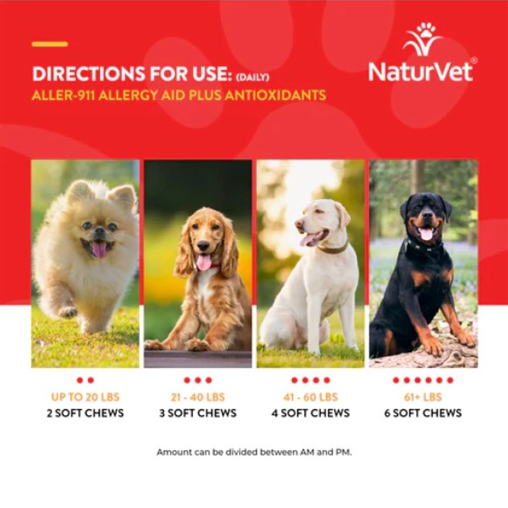 NaturVet, Aller-911 Allergy Aid Soft Chew For Dogs, 70 ct