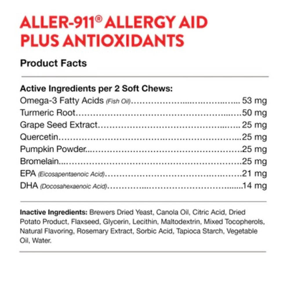 NaturVet, Aller-911 Allergy Aid Soft Chew For Dogs, 70 ct