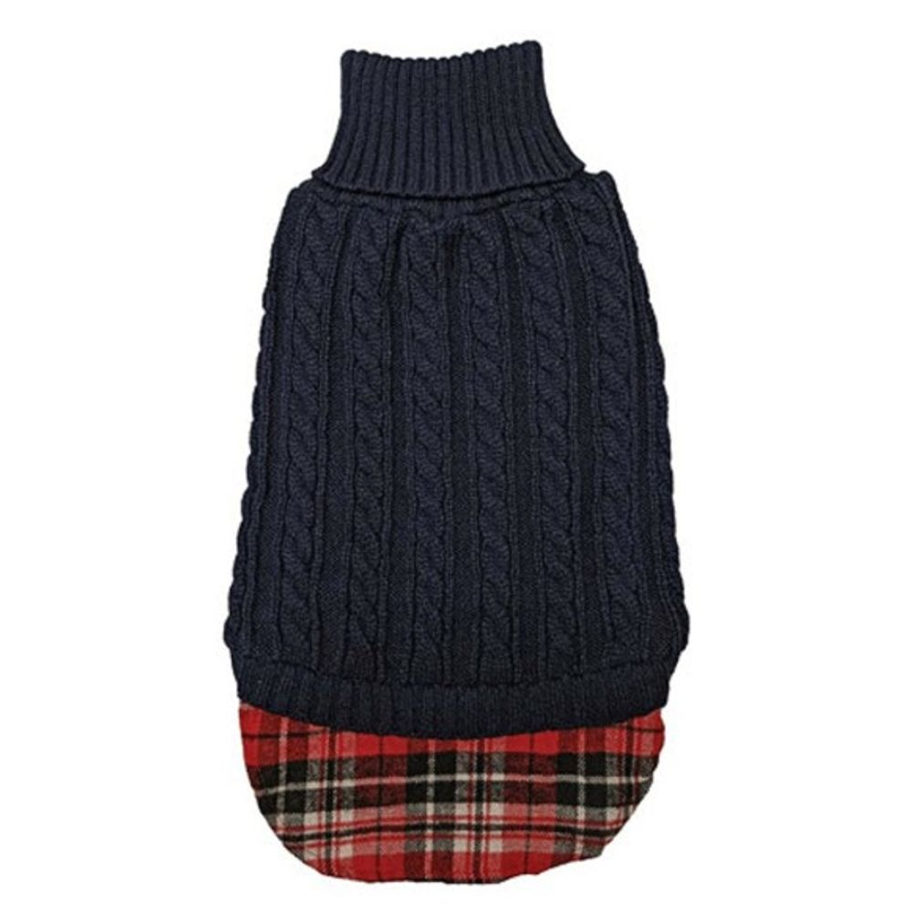 Spot, Fashion Pet Un-Tucked Cable Plaid Dog Sweater