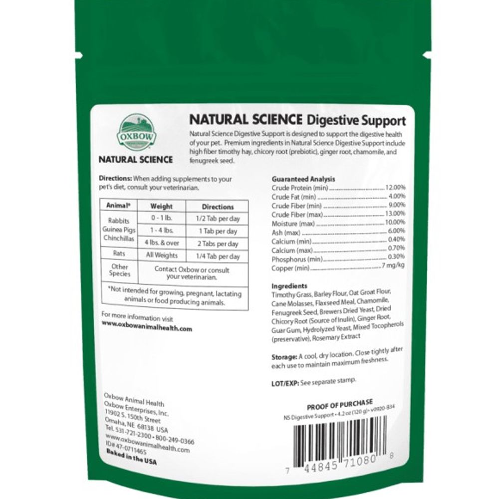 Oxbow, Natural Science Digestive Support, 60 ct