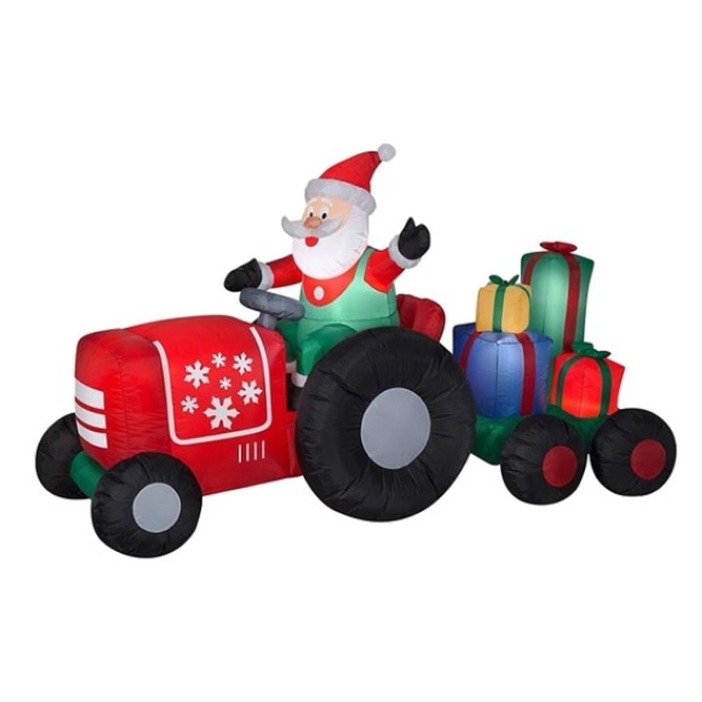 Santa's Forest, 6' Inflatable Santa Tractor and Trailer 