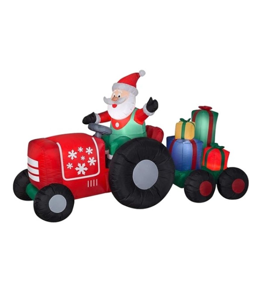 Santa's Forest, 6' Inflatable Santa Tractor and Trailer