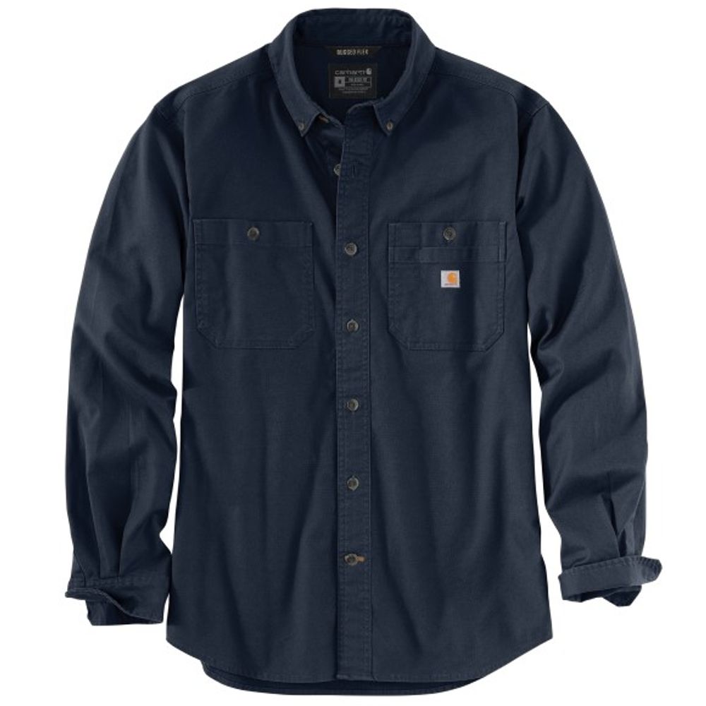 Carhartt, Men's Navy Rugged Flex Relaxed Fit Midweight Canvas Long Sleeve Shirt