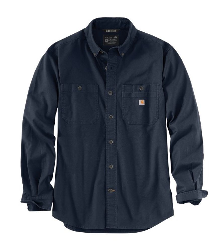 Carhartt, Men's Navy Rugged Flex Relaxed Fit Midweight Canvas Long Sleeve Shirt