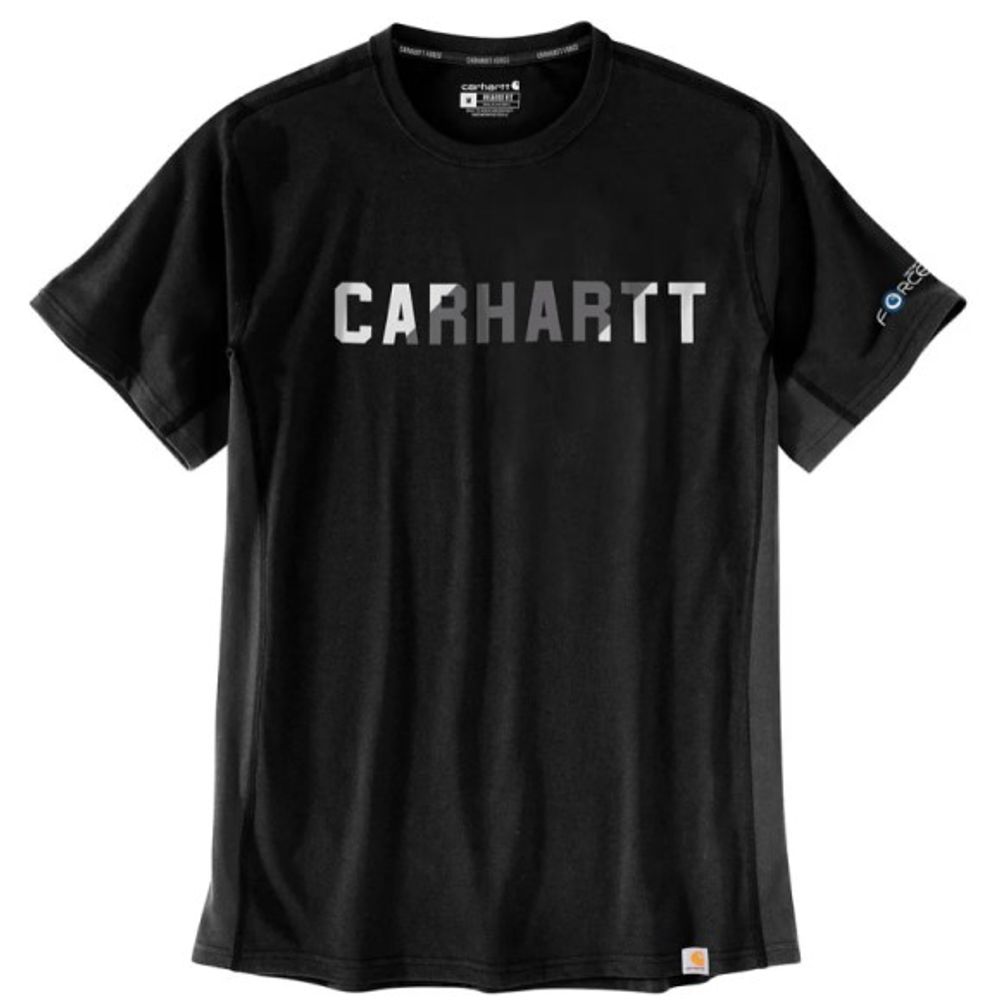 Carhartt, Men's Black Force Relaxed Fit Midweight Short Sleeve Block Logo Graphic T-Shirt