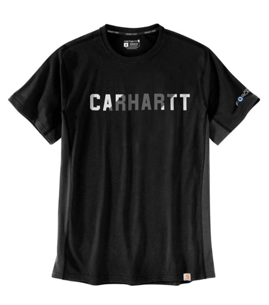Carhartt, Men's Black Force Relaxed Fit Midweight Short Sleeve Block Logo Graphic T-Shirt