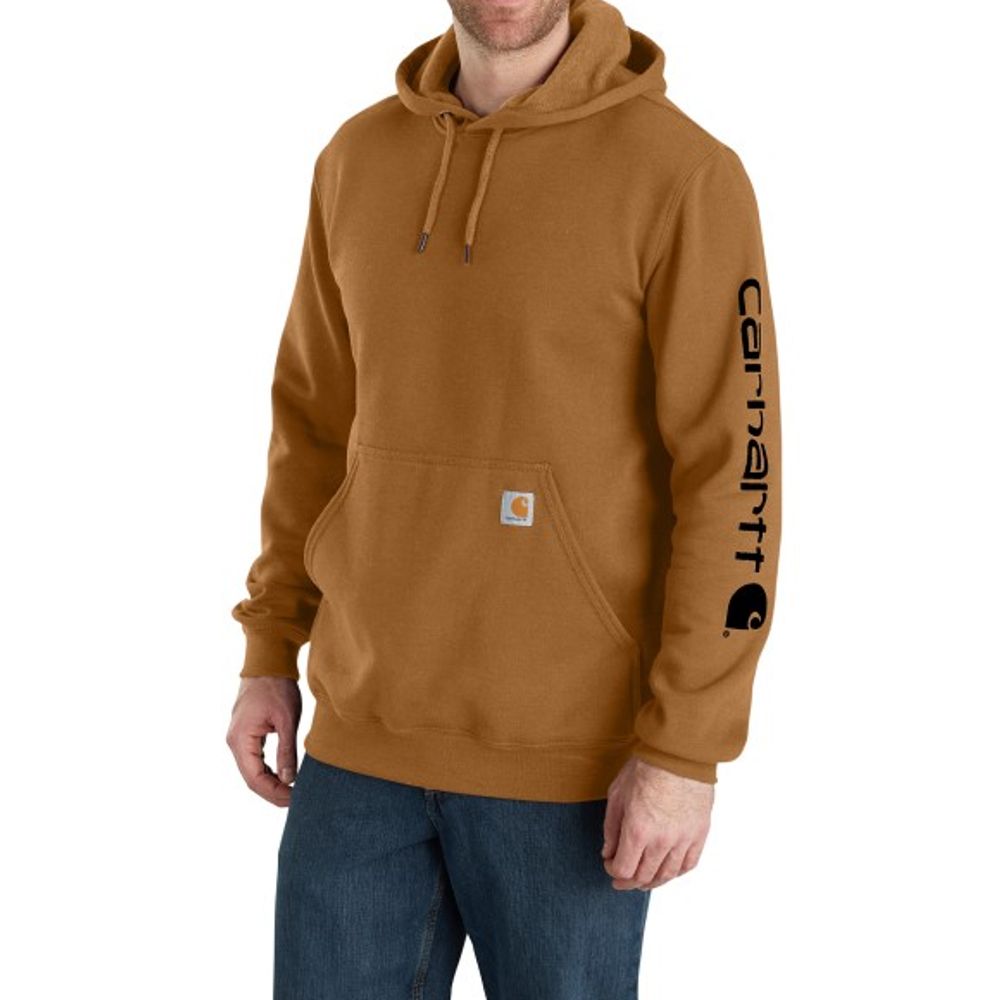 Carhartt, Men's Carhartt Brown Loose Fit Midweight Logo Sleeve Graphic Hoodie 