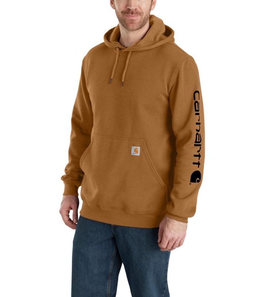 Carhartt, Men's Carhartt Brown Loose Fit Midweight Logo Sleeve Graphic Hoodie