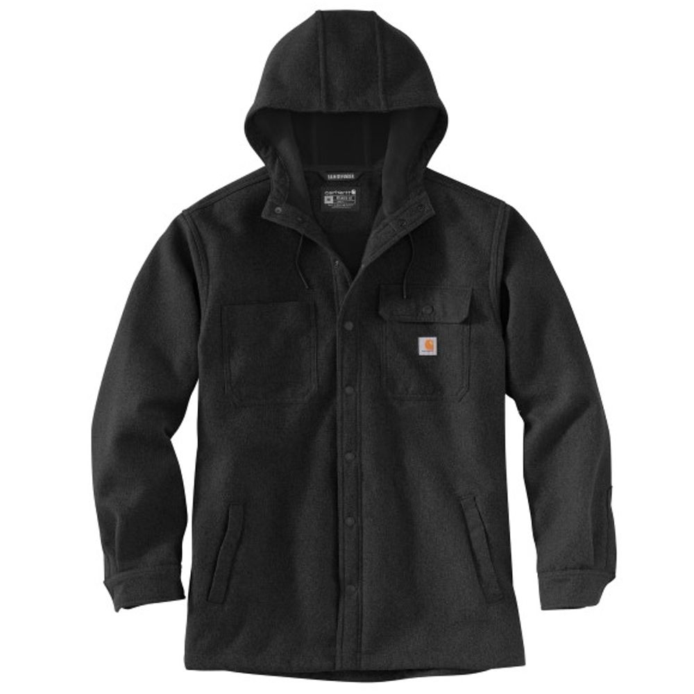 Carhartt, Men's Black Rain Defender Relaxed Fit Heavyweight Hooded Shirt Jac 