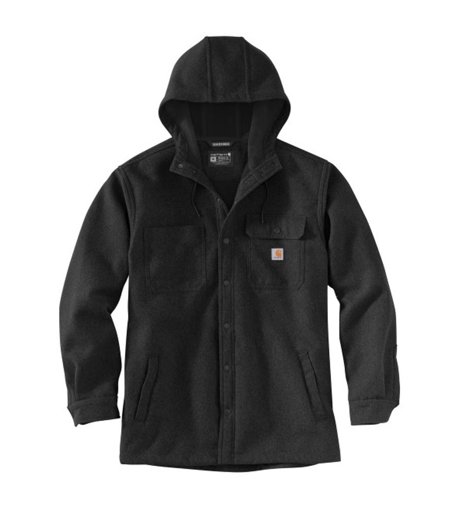 Carhartt, Men's Black Rain Defender Relaxed Fit Heavyweight Hooded Shirt Jac