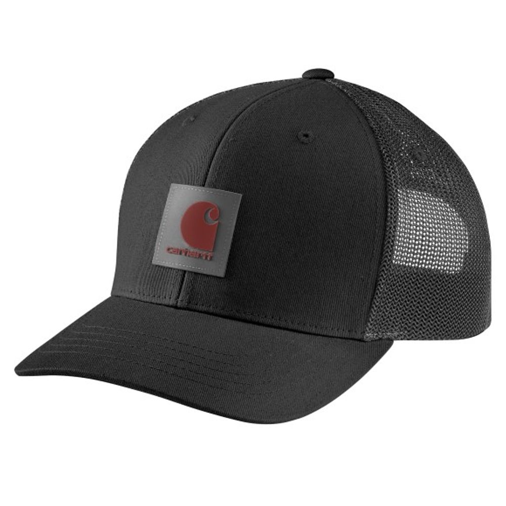 Carhartt, Men's Black Rugged Flex Twill Mesh-Back Logo Patch Cap