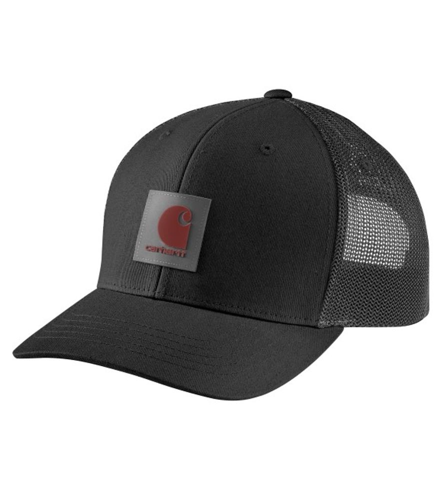 Carhartt, Men's Black Rugged Flex Twill Mesh-Back Logo Patch Cap