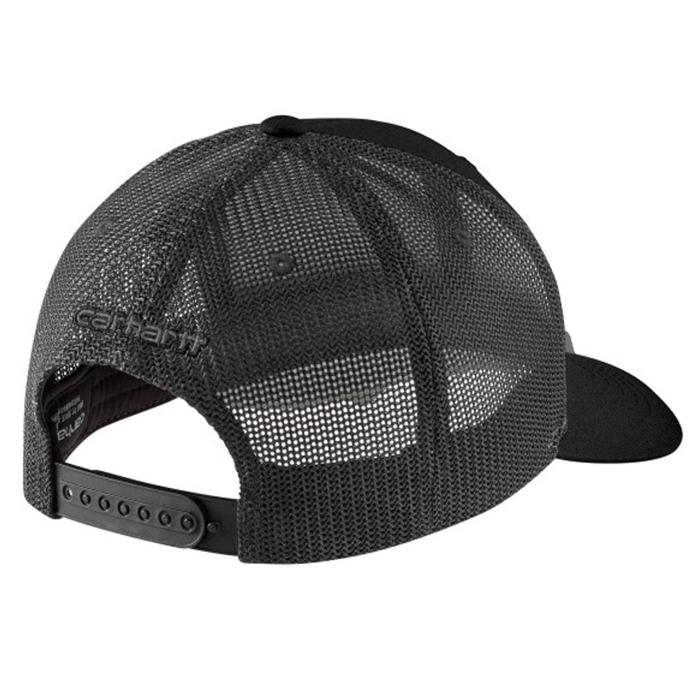 Carhartt, Men's Black Rugged Flex Twill Mesh-Back Logo Patch Cap