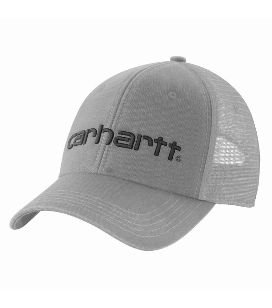 Carhartt, Men's Asphalt/Black Canvas Mesh-Back Logo Graphic Cap