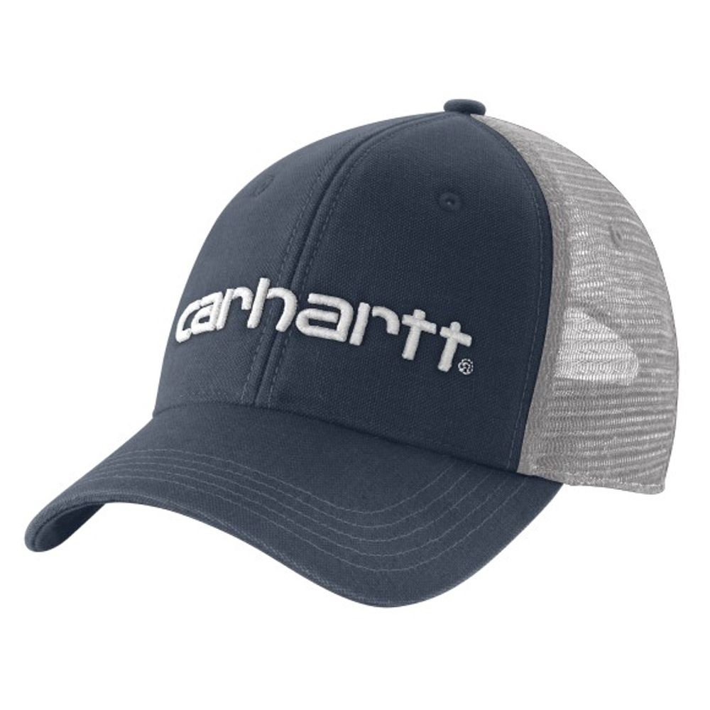 Carhartt, Men's Navy Canvas Mesh-Back Logo Graphic Cap