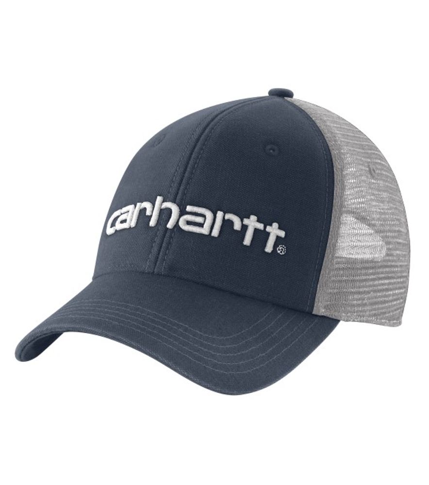 Carhartt, Men's Navy Canvas Mesh-Back Logo Graphic Cap