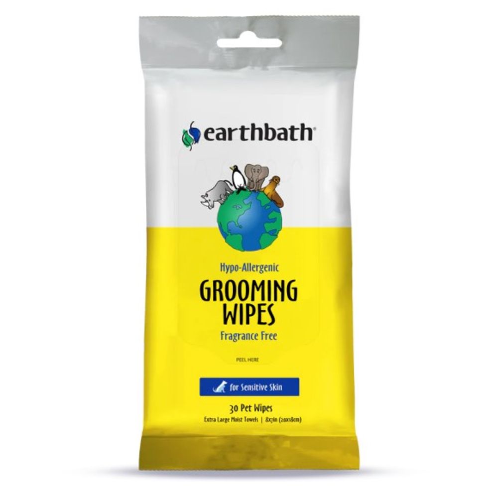 Earthbath, Hypo-Allergenic Fragrance Free Grooming Pet Wipes, 30 ct
