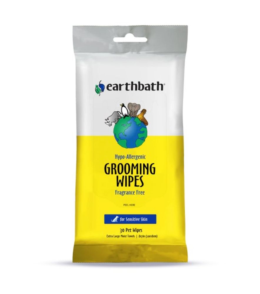 Earthbath, Hypo-Allergenic Fragrance Free Grooming Pet Wipes, 30 ct