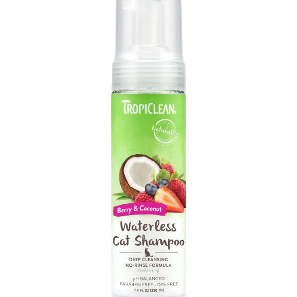 Tropiclean, Berry & Coconut Deep Cleansing Waterless Cat Shampoo, 7.4 oz