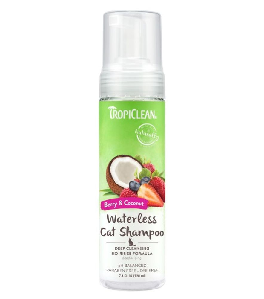 Tropiclean, Berry & Coconut Deep Cleansing Waterless Cat Shampoo, 7.4 oz