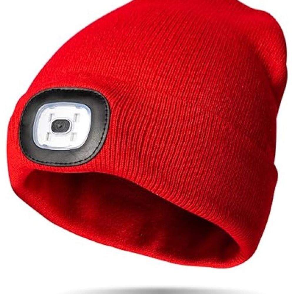 Night Scope, Men's Red Rechargeable LED Beanie, NGTS-RED