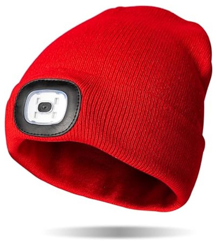 Night Scope, Men's Red Rechargeable LED Beanie, NGTS-RED