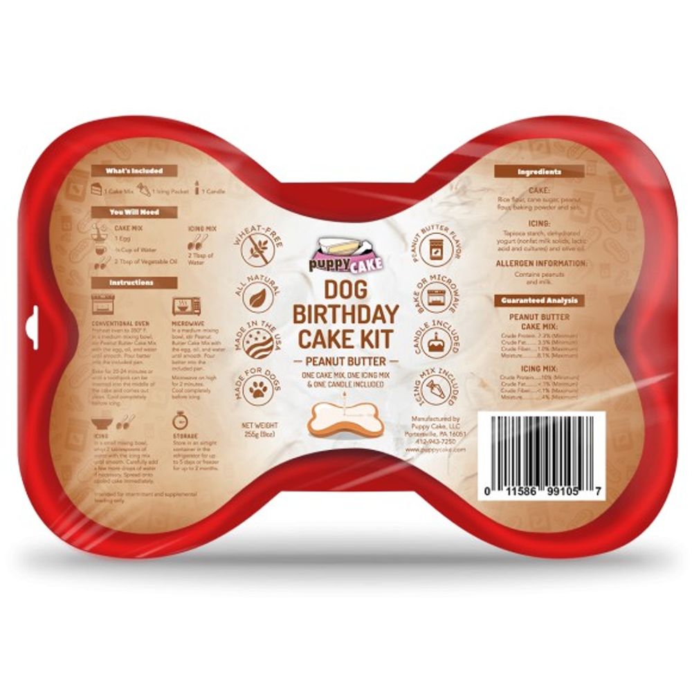 Puppy Cake, Peanut Butter Dog Birthday Cake Kit