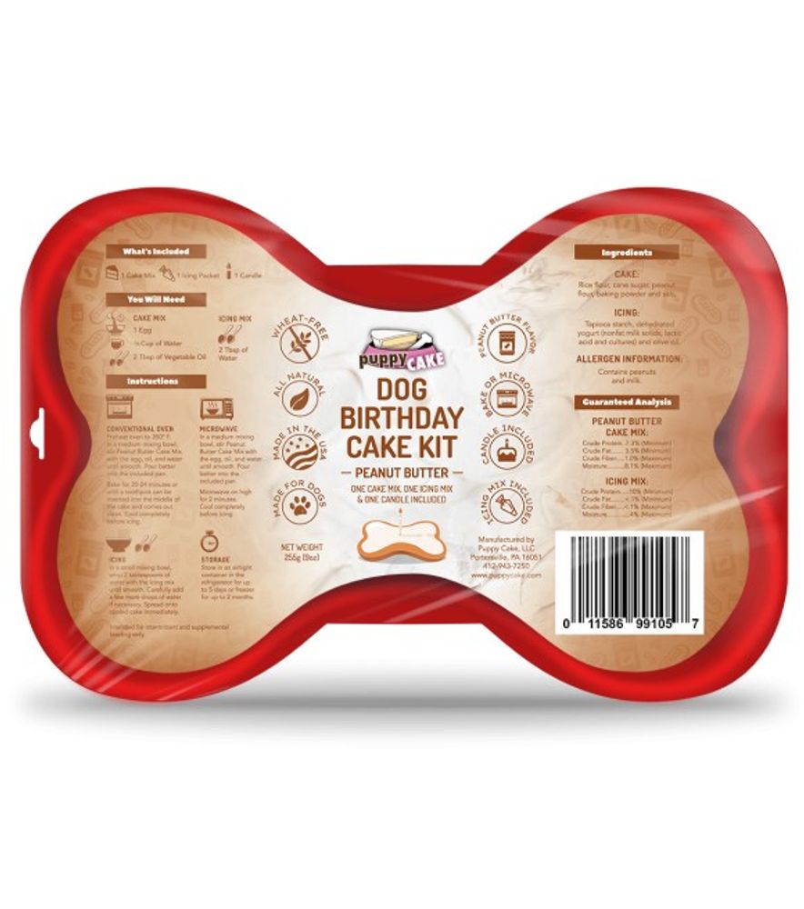 Puppy Cake, Peanut Butter Dog Birthday Cake Kit