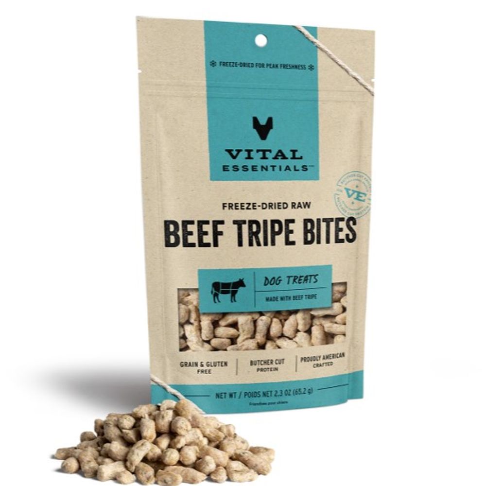 Vital Essentials, Freeze-Dried Raw Beef Tripe Bites Dog Treats, 2.3 oz