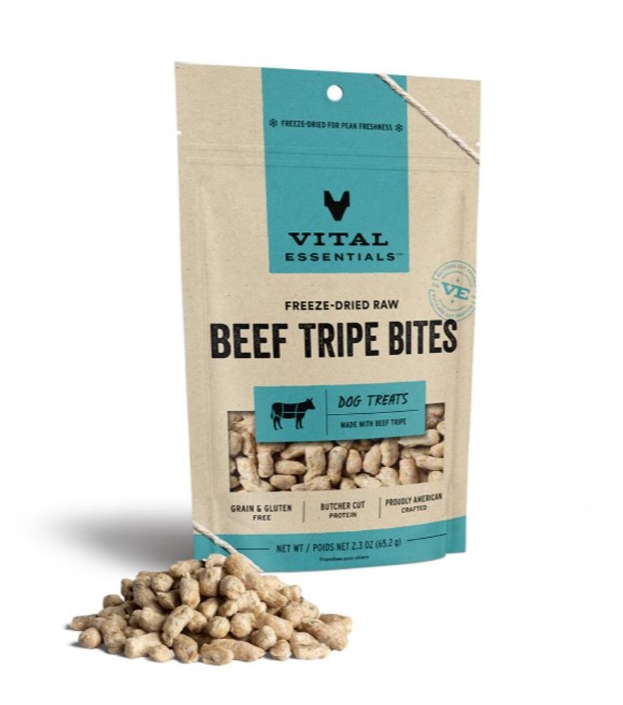 Vital Essentials, Freeze-Dried Raw Beef Tripe Bites Dog Treats, 2.3 oz