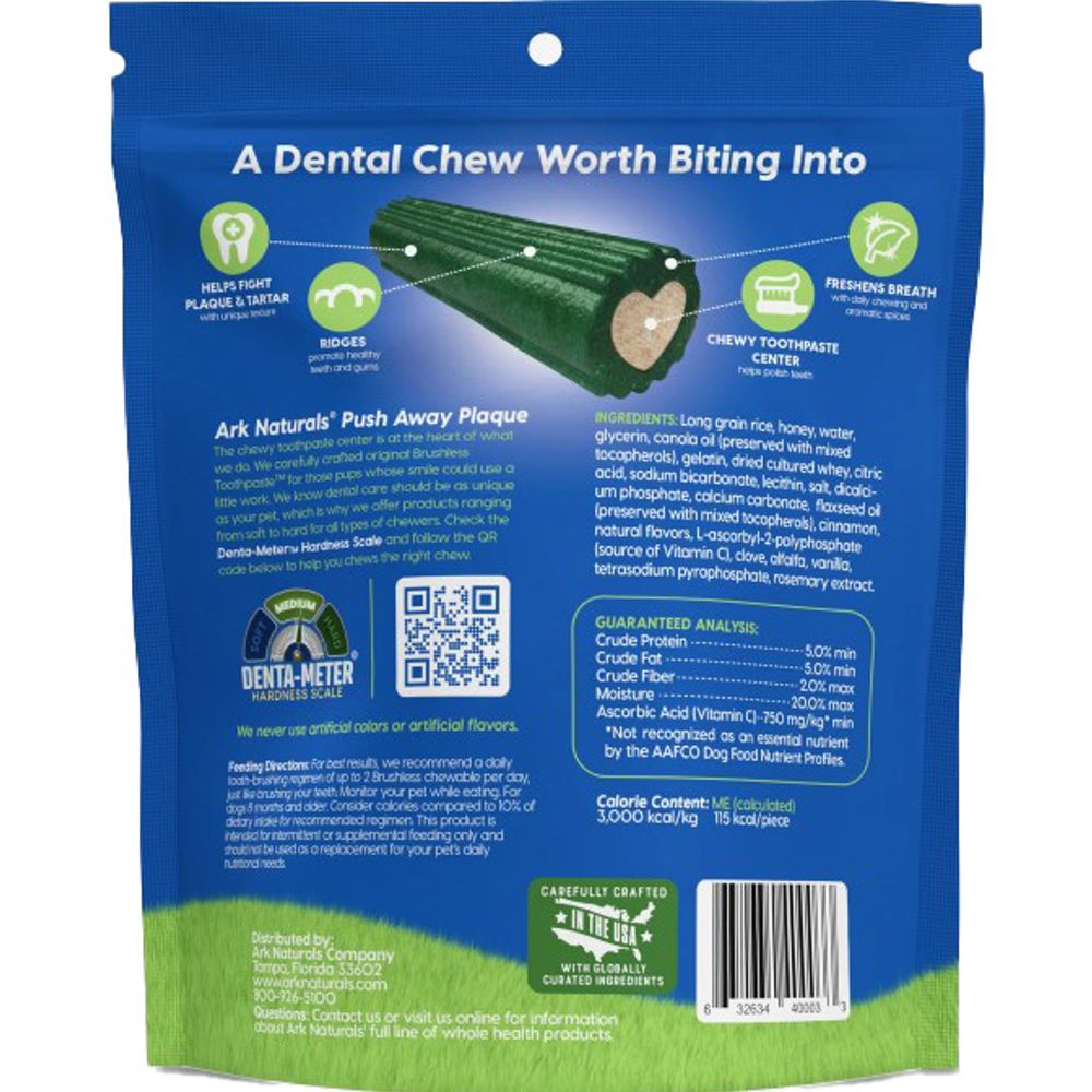 Ark Naturals, Large Brushless Toothpaste Dog Dental Chews, 18 oz