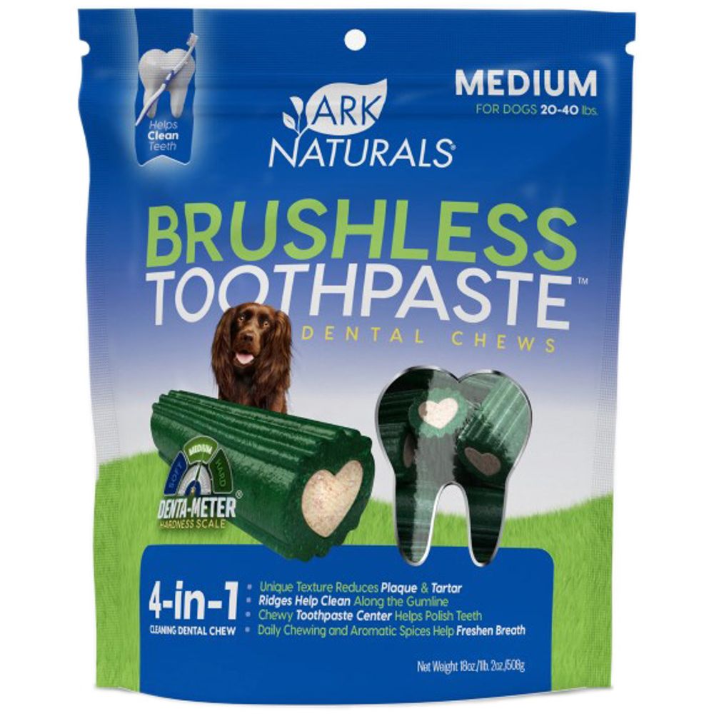 Ark Naturals, Medium Brushless Toothpaste Dog Dental Chews, 18 oz