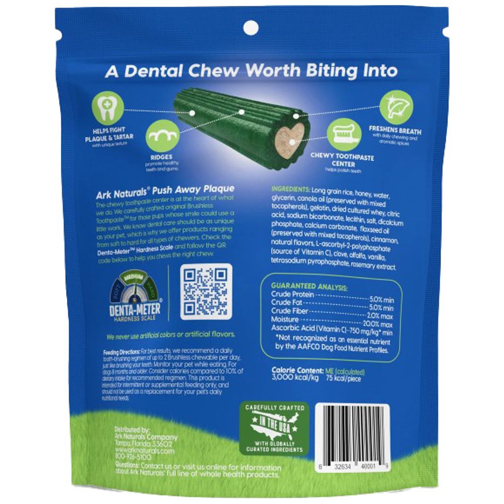 Ark Naturals, Medium Brushless Toothpaste Dog Dental Chews, 18 oz