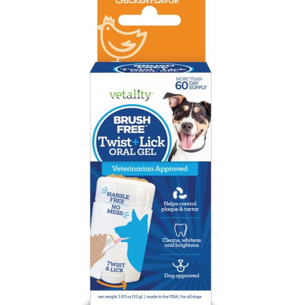 Vetality, Chicken Flavor Brush Free Twist & Lick Oral Gel for Dogs