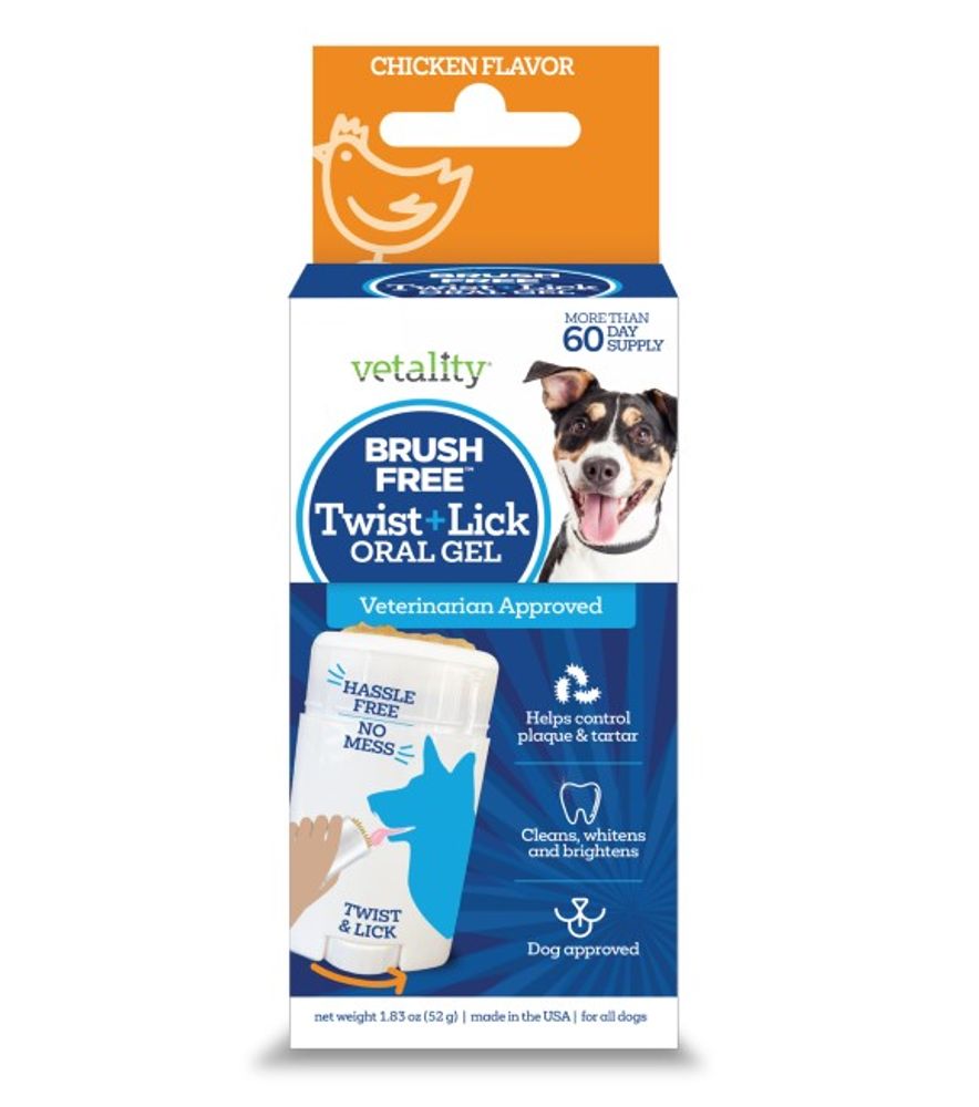 Vetality, Chicken Flavor Brush Free Twist & Lick Oral Gel for Dogs