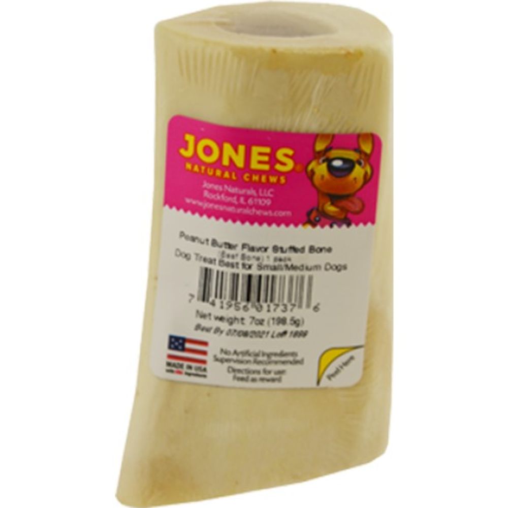 Jones, 4" Peanut Butter Stuffed Bone Dog Treat 