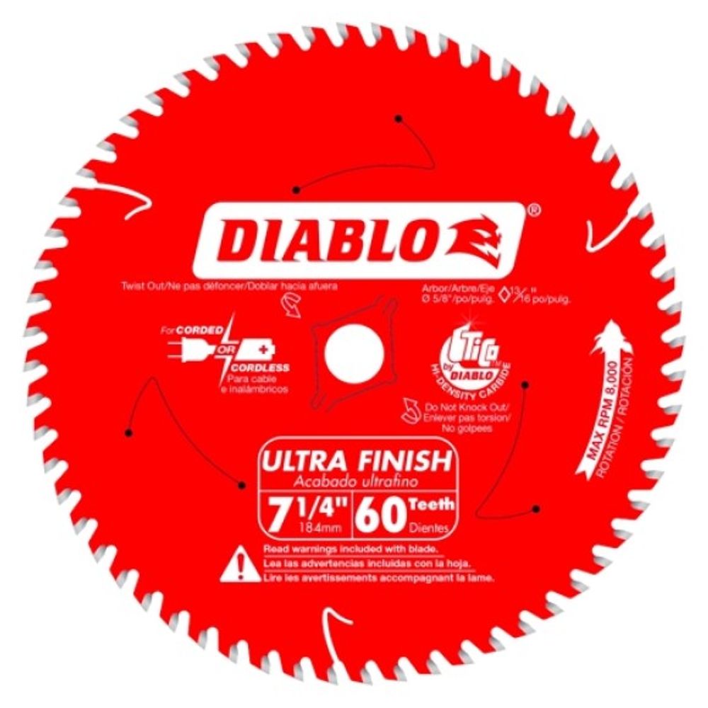 Diablo, 7-1/4" x 60 Tooth Ultra Finish Saw Blade