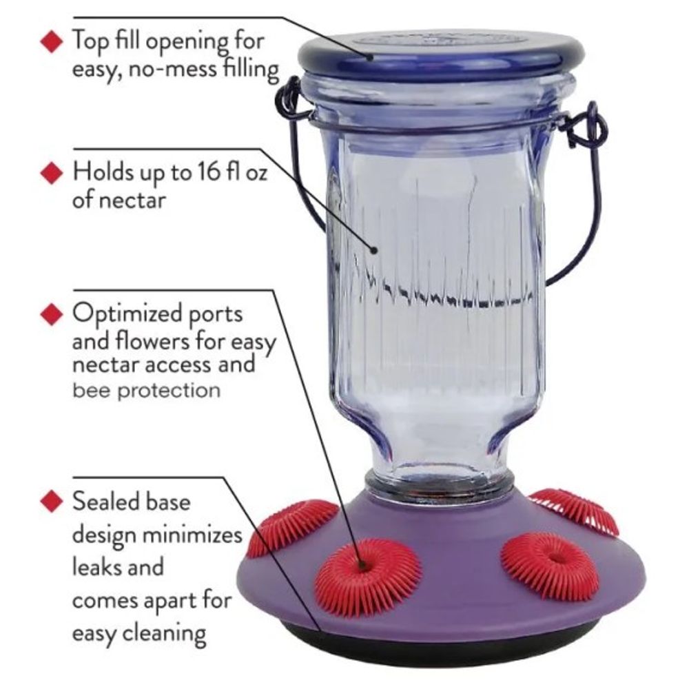 Perky-Pet, Lavender Field Top Fill Hummingbird Feeder, 16 oz