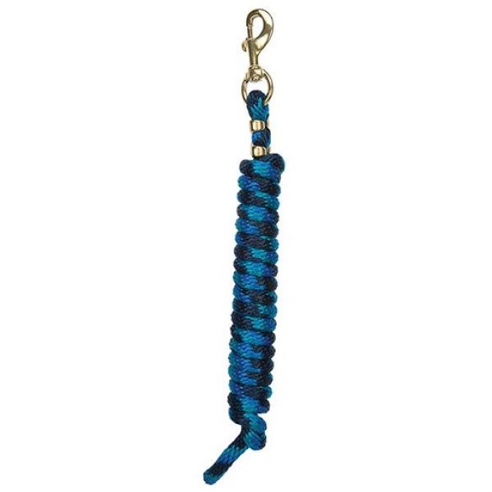 Weaver, Navy/Blue/Turquoise 10' Poly Lead Rope with a Solid Brass 225 Snap