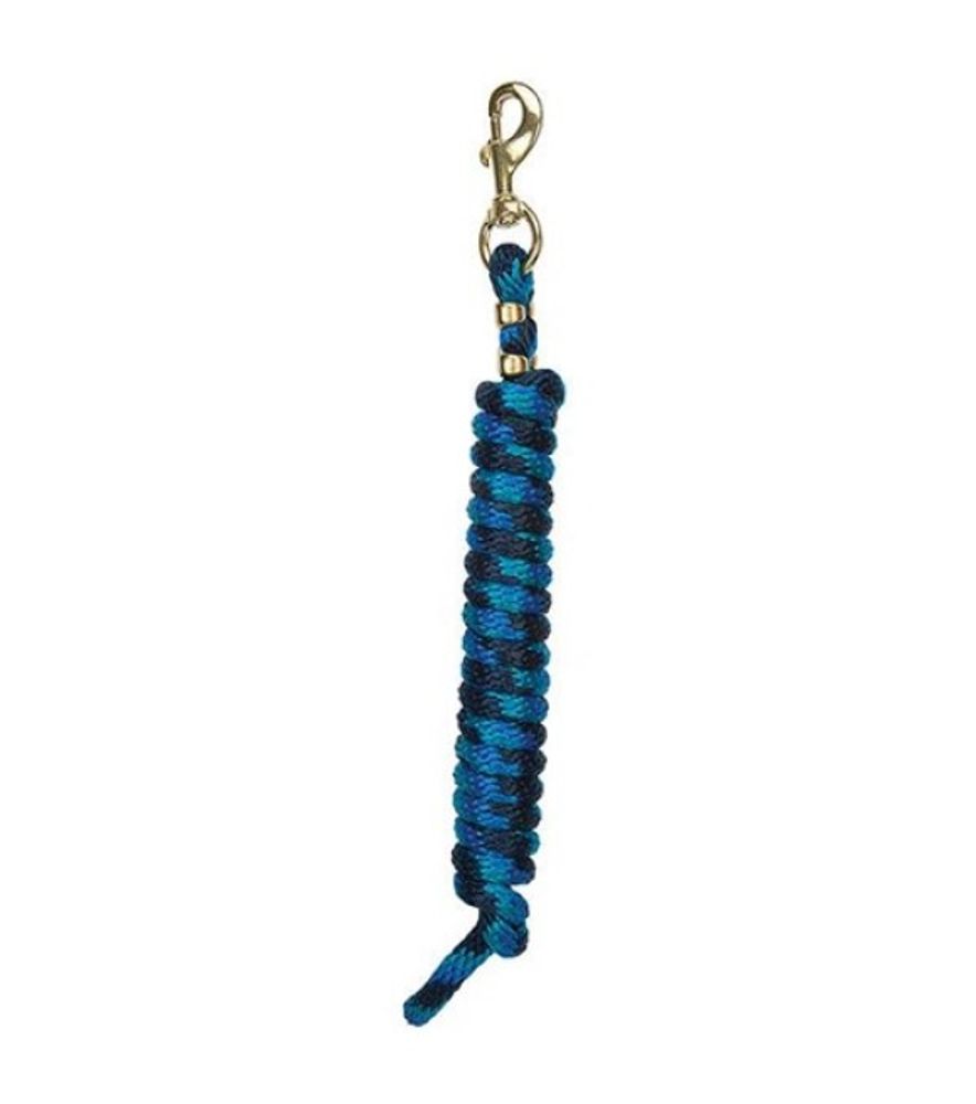 Weaver, Navy/Blue/Turquoise 10' Poly Lead Rope with a Solid Brass 225 Snap