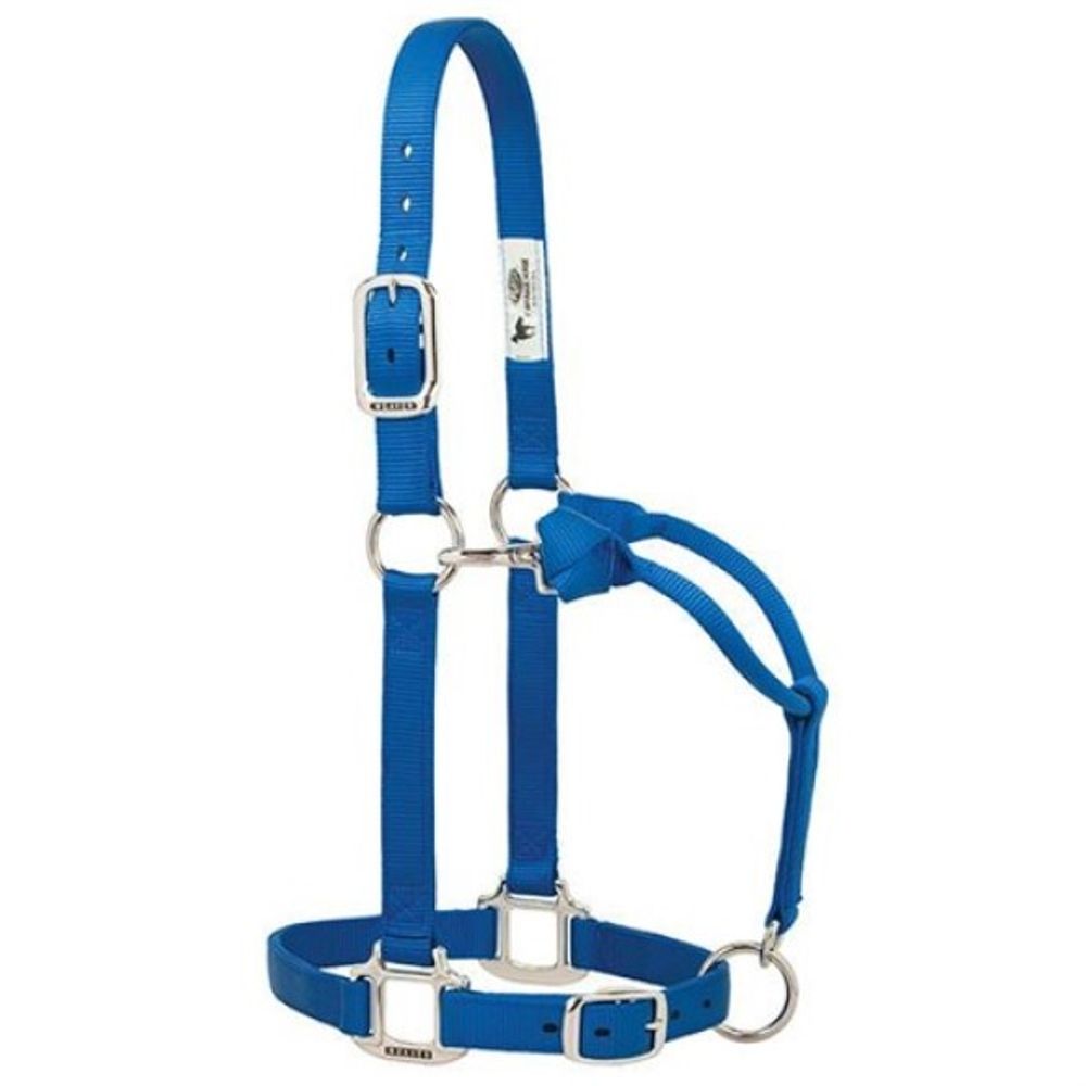 Weaver, 1" Blue Average Original Adjustable Chrome Plated Nylon Halter 