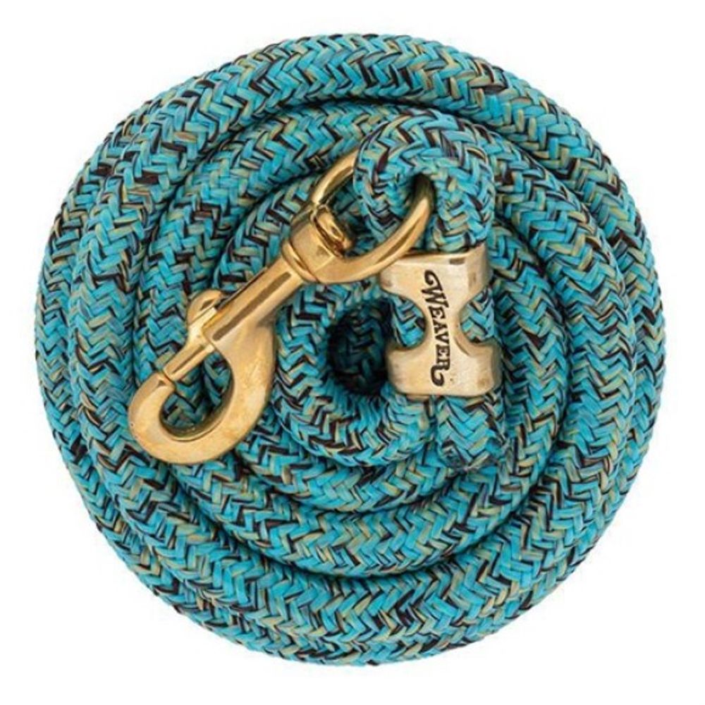 Weaver, Turquoise/Brown/Tan 10' Poly Lead Rope with a Solid Brass 225 Snap 
