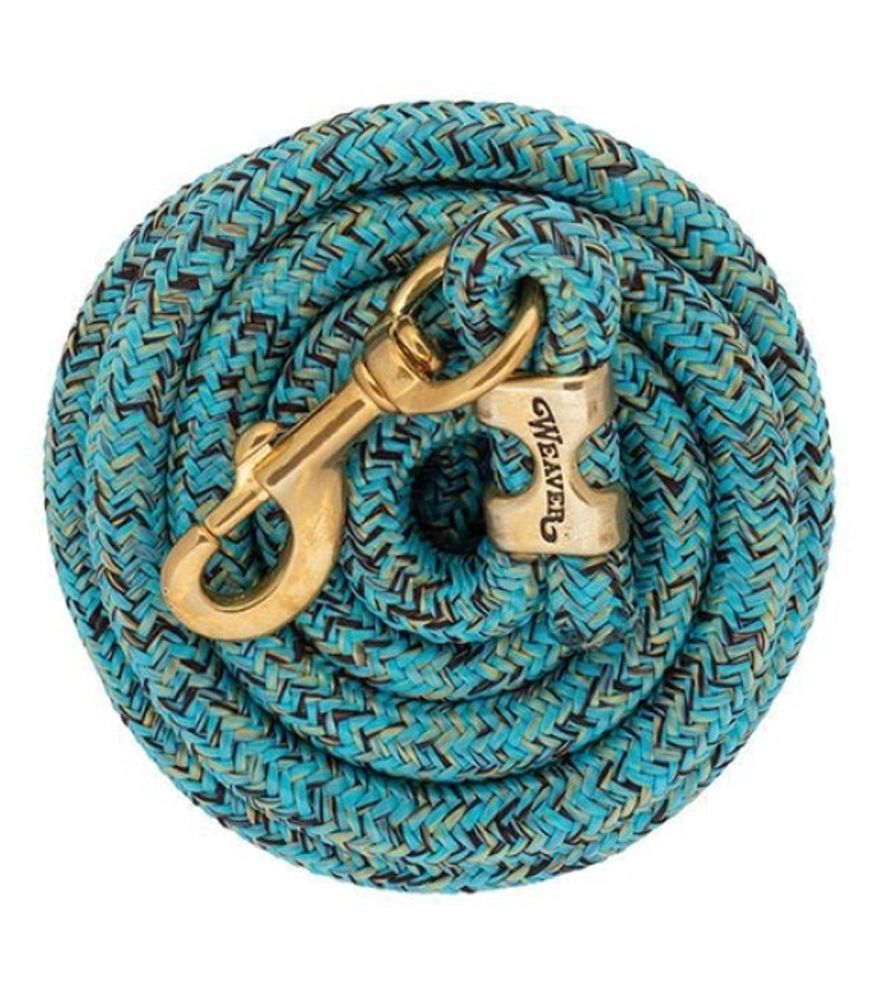 Weaver, Turquoise/Brown/Tan 10' Poly Lead Rope with a Solid Brass 225 Snap