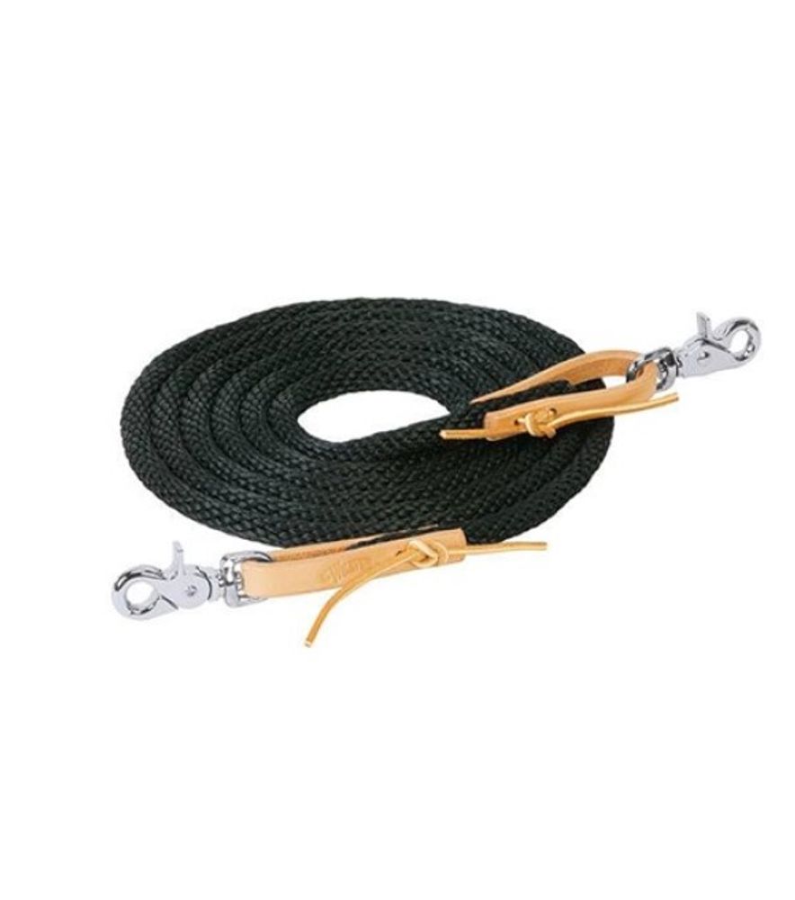 Weaver, 10' Black Roper Reins with Scissor Snap