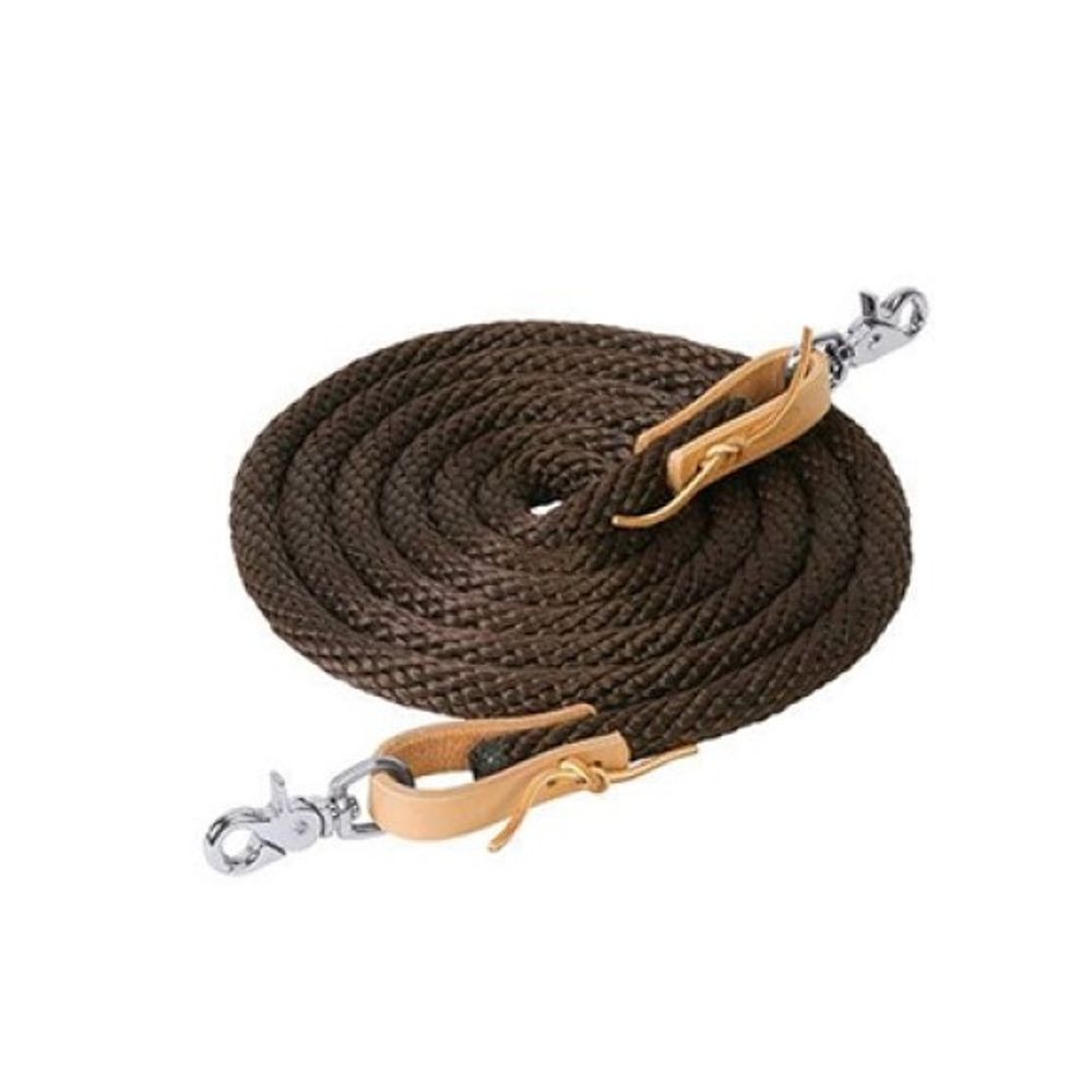 Weaver, 10' Brown Roper Reins with Scissor Snap
