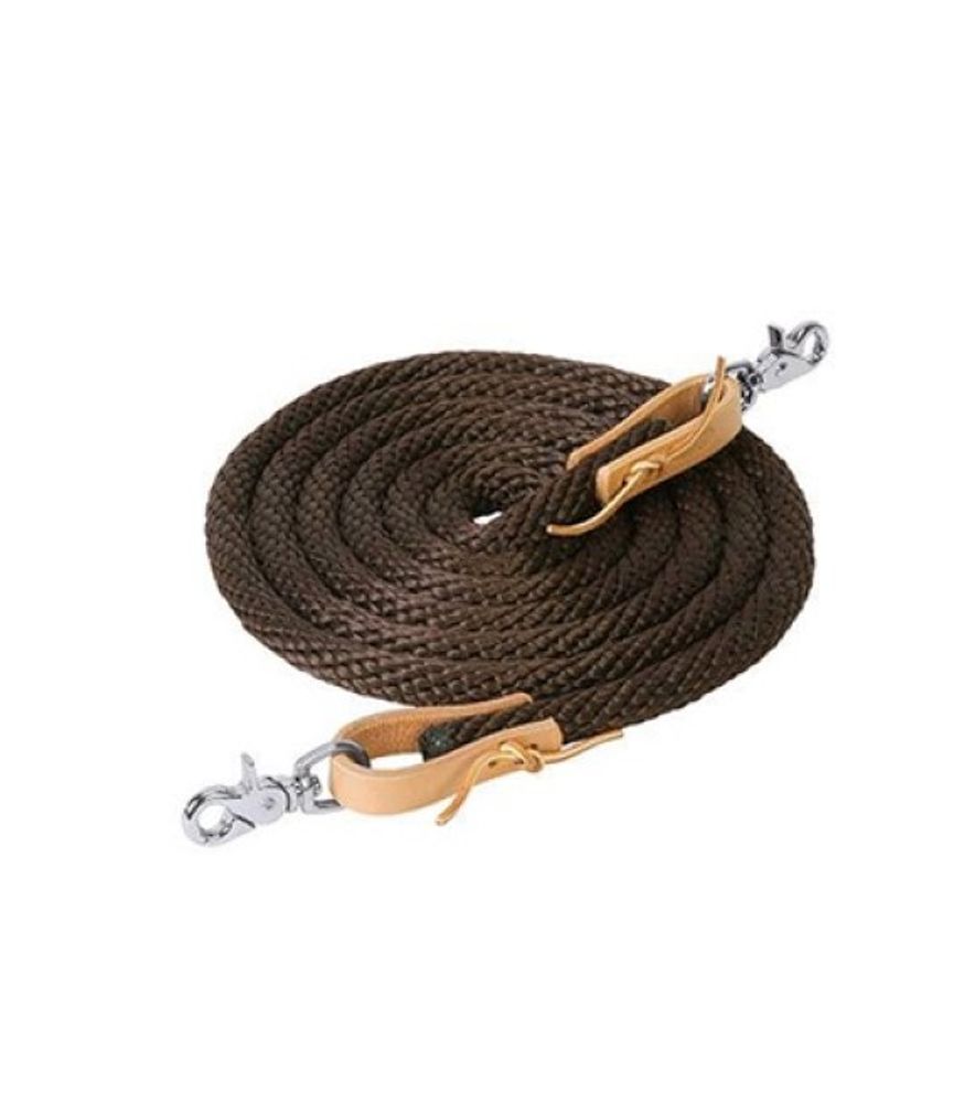 Weaver, 10' Brown Roper Reins with Scissor Snap
