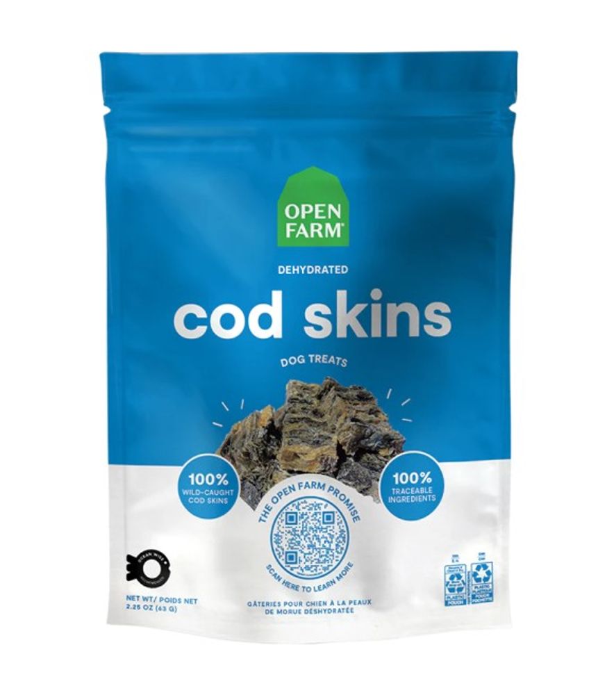 Open Farm, Dehydrated Cod Skin Dog Treats, 2.25 oz