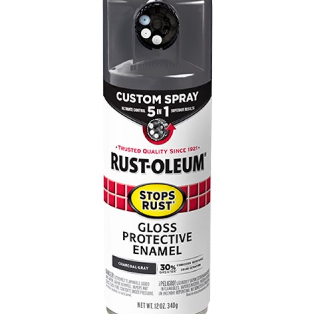 Rust-Oleum, Gloss Charcoal Gray 5-in-1 Protective Enamel with Custom Spray, 12 oz