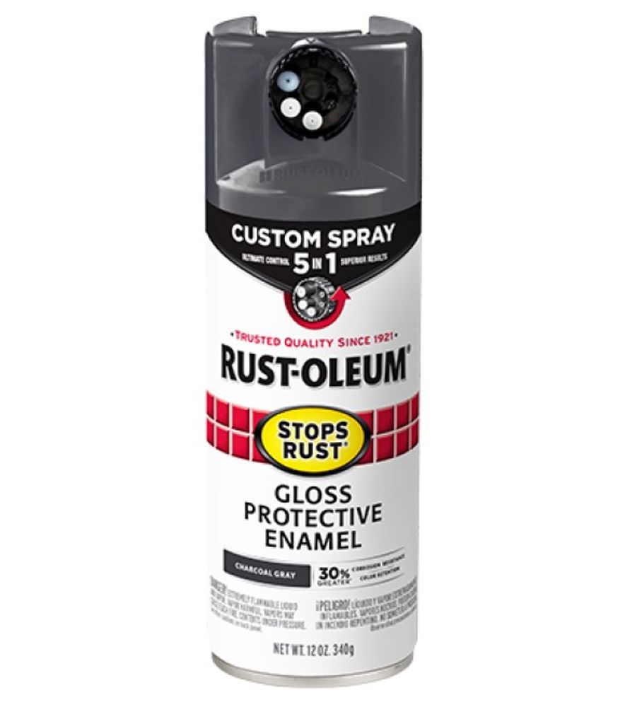 Rust-Oleum, Gloss Charcoal Gray 5-in-1 Protective Enamel with Custom Spray, 12 oz