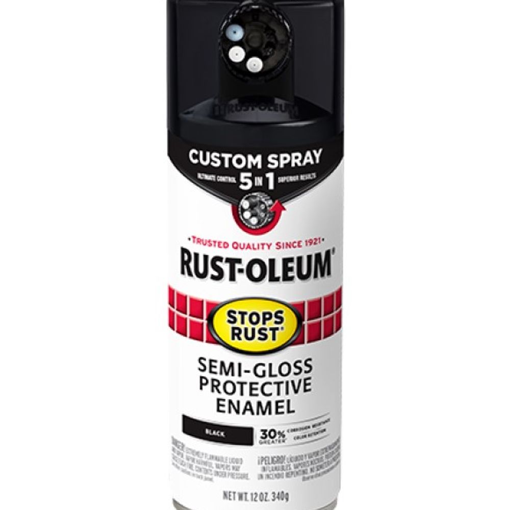 Rust-Oleum, Semi-Gloss Black 5-in-1 Protective Enamel with Custom Spray, 12 oz